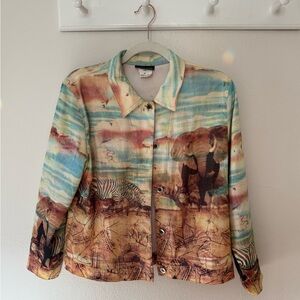 Impulse Clothing Earth-Tone Map Print Jacket – Size M/L